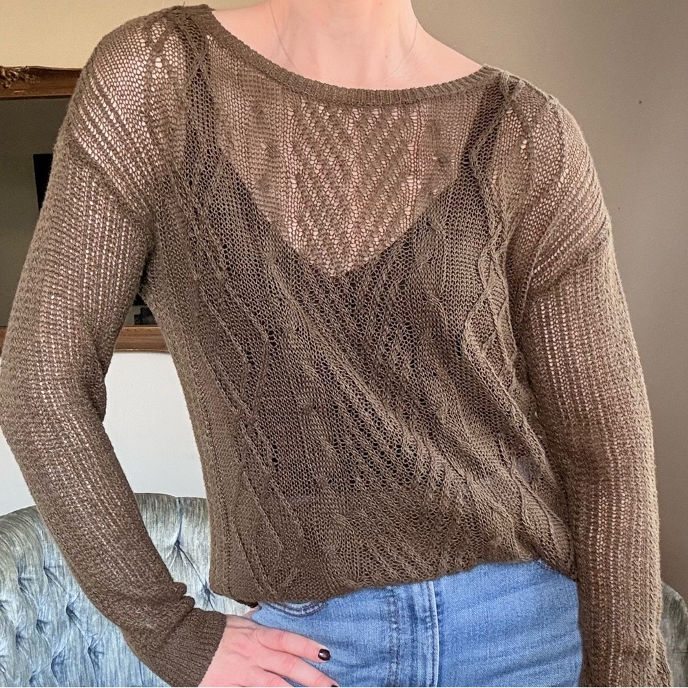 Lightweight Cotton Open Knit Oversized Sweater Medium Bohemian